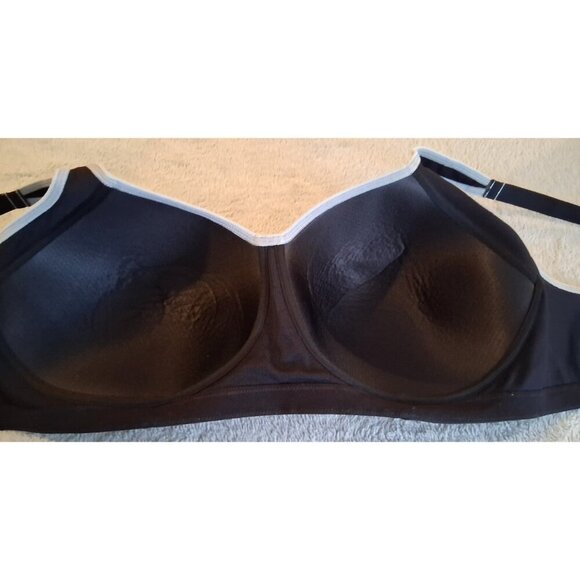 Vanity Fair 71500 Black Gray Full Figure Wireless Sports Bra Sz 42DD - Picture 3 of 5